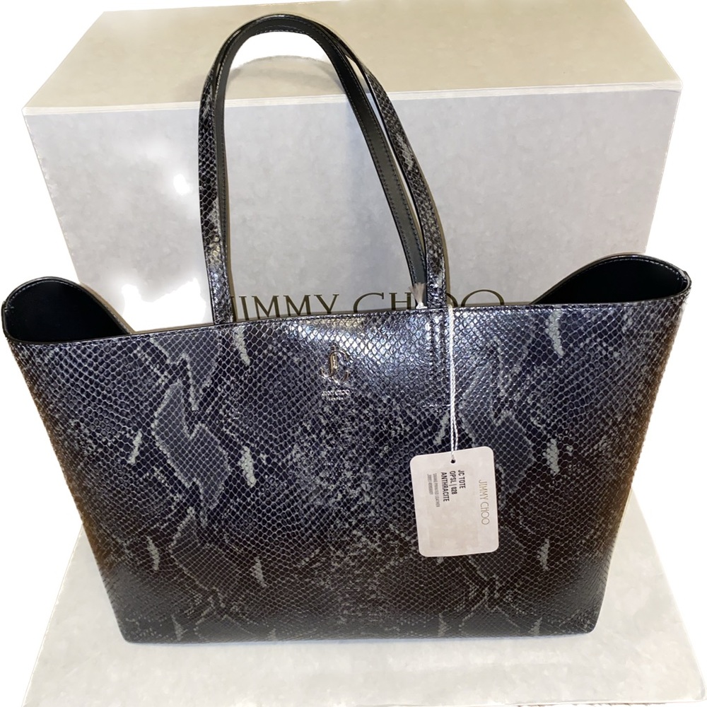 Jimmy Choo Tote OPSL/028 Anthracite snake printed leather